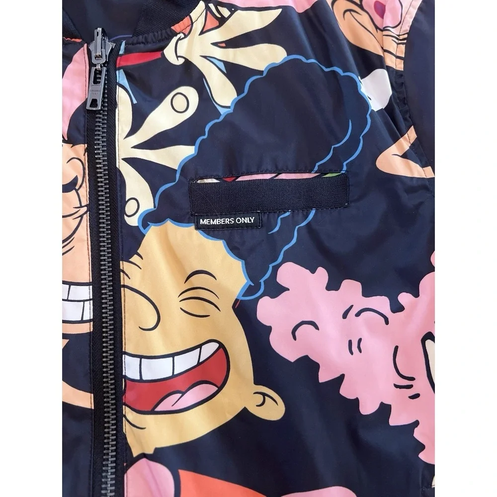 Members Only x Nickelodeon Reversible Bomber Jacket M Rugrats Hey Arnold 1990s